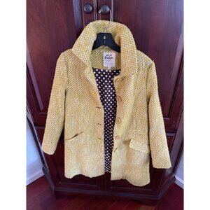 Mini Boden girls tweed yellow jacket dress coat boucle wool sz 11 12 y